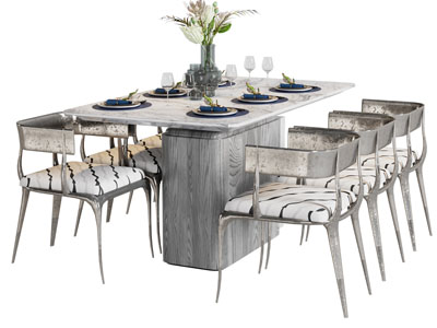 现代长方形餐桌椅组合