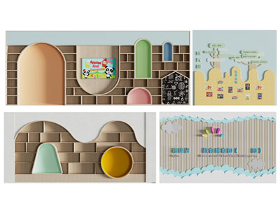 现代儿童书柜 装饰柜 背景墙3d模型 现代儿童书柜 装饰柜 背景墙