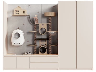 现代猫爬架 宠物用品收纳置物柜