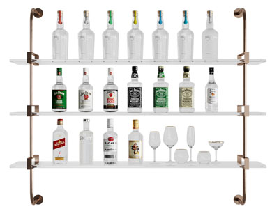 现代轻奢酒架 酒瓶酒杯3d模型 现代轻奢酒架 酒瓶酒杯