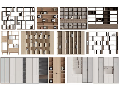 现代实木书柜 书架 装饰柜3d模型 现代实木书柜 书架 装饰柜