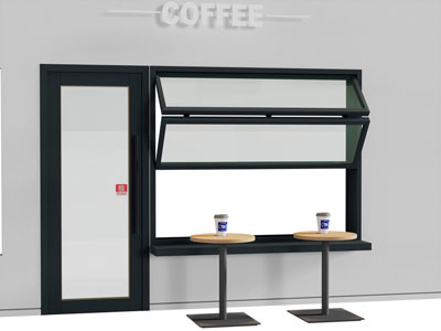 现代咖啡馆折叠窗户