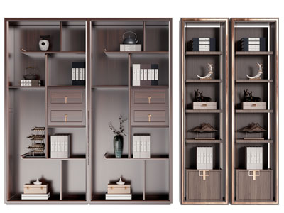 新中式博古架 装饰柜3d模型 新中式博古架 装饰柜