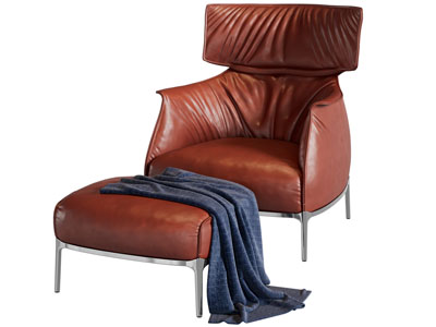 现代休闲单人沙发 脚踏