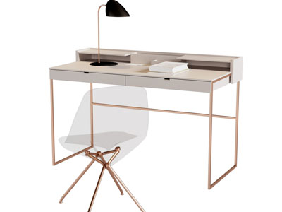 现代轻奢书桌椅组合3d模型 现代轻奢书桌椅组合