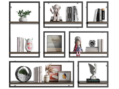 现代镂空书架 摆件组合