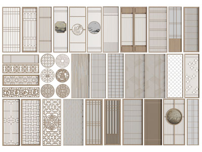 新中式镂空隔断 窗格 花格 镂花窗