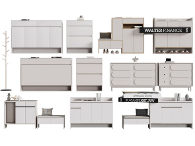 现代玄关鞋柜3d模型 现代玄关鞋柜