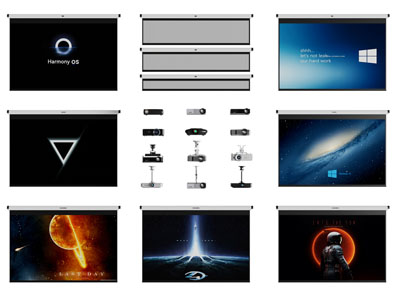 现代投影仪 投影幕布3d模型 现代投影仪 投影幕布