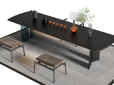 现代长方形餐桌椅组合