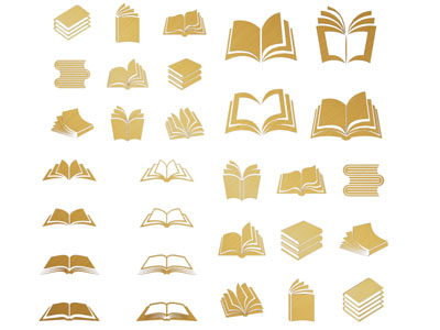 现代翻开的书本剪影 LOGO 标识 墙饰