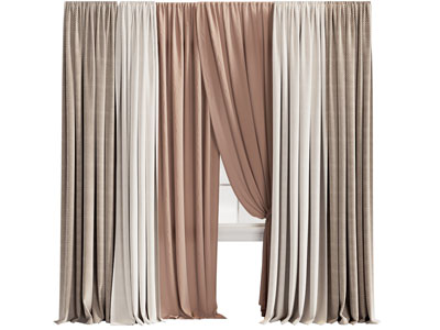 现代布艺窗帘窗纱3d模型 现代布艺窗帘窗纱