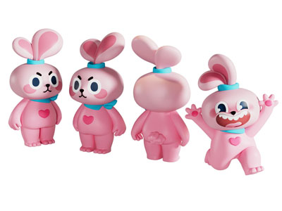 现代卡通兔子摆件组合