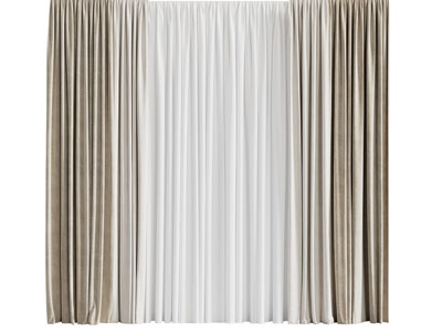 现代窗帘窗纱3d模型 现代窗帘窗纱