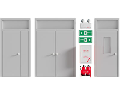 现代子母 双开门 平开门 消防门 防火门 消防设备