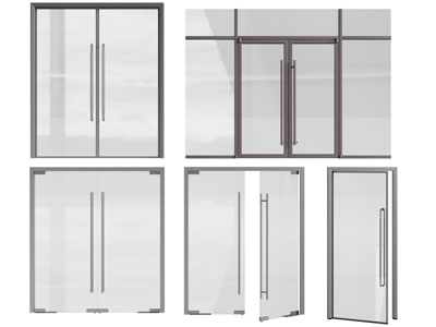现代办公玻璃大门 双开门