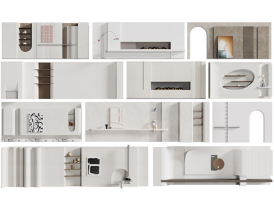 侘寂风背景墙3d模型 侘寂风背景墙