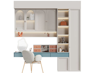 现代轻奢书柜 书桌椅组合柜3d模型 现代轻奢书柜 书桌椅组合柜