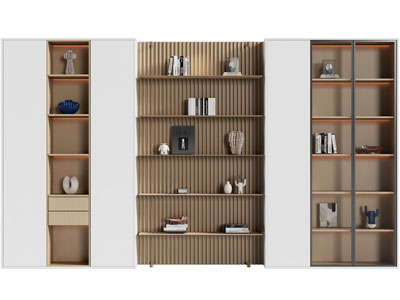 现代实木装饰柜 书柜3d模型 现代实木装饰柜 书柜