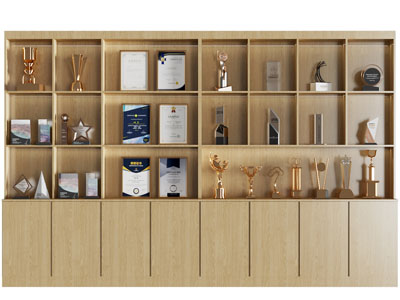 现代实木奖状奖章奖杯收纳装饰柜3d模型 现代实木奖状奖章奖杯收纳装饰柜