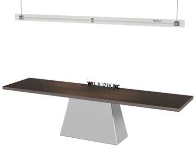 现代长方形餐桌 一字型吊灯