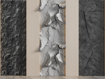现代毛石背景墙3d模型 现代毛石背景墙