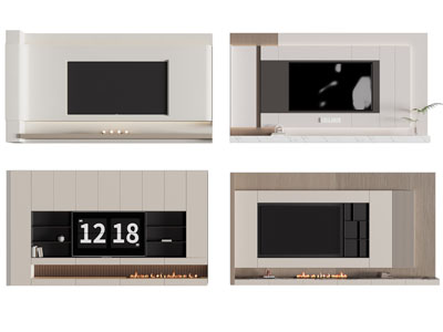 现代电视背景墙3d模型 现代电视背景墙