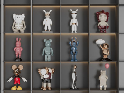 现代玩偶 手办装饰柜3d模型 现代玩偶 手办装饰柜