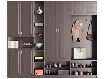 新中式中古风玄关鞋柜3d模型 新中式中古风玄关鞋柜