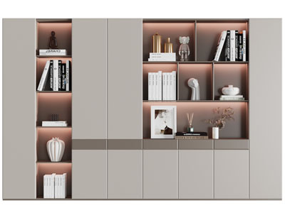 现代半开放式书柜3d模型 现代半开放式书柜