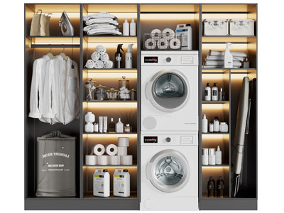 现代阳台洗衣机收纳柜 储物柜 家政柜3d模型 现代阳台洗衣机收纳柜 储物柜 家政柜