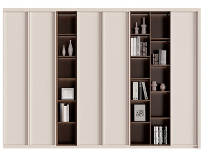 现代中古风书柜3d模型 现代中古风书柜