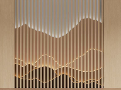 新中式山脉景观墙 背景墙3d模型 新中式山脉景观墙 背景墙