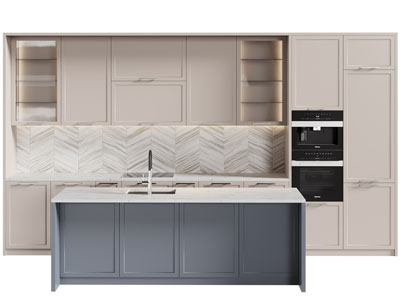 现代实木整体橱柜 厨房中岛台