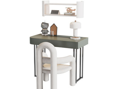 现代学生书桌椅组合3d模型 现代学生书桌椅组合