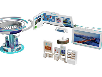 现代展墙 展台 展柜 接待展示台3d模型 现代展墙 展台 展柜 接待展示台