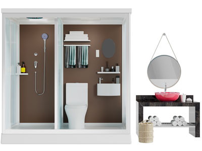 现代洗手台 马桶 淋浴花洒