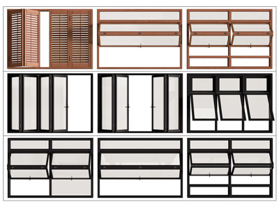 现代实木百叶窗 推拉窗户 折叠窗户