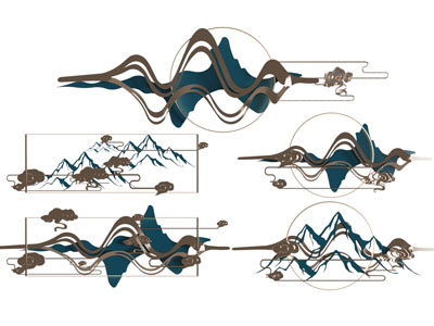 新中式山脉墙饰挂件