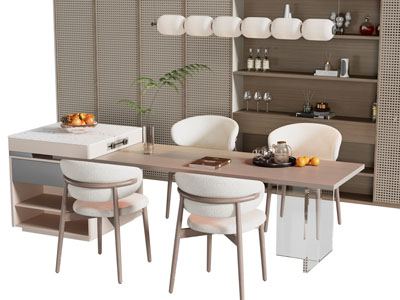 侘寂风酒柜 吧台餐桌椅组合