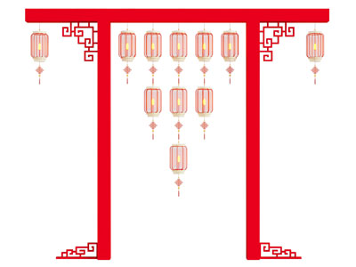 新中式装饰灯笼的活动大门