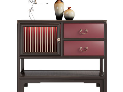 新中式玄关柜 边柜3d模型 新中式玄关柜 边柜