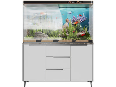 现代带收纳柜鱼缸水族