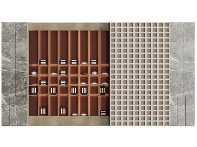 侘寂风嵌入墙体的书柜3d模型 侘寂风嵌入墙体的书柜