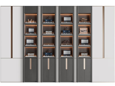 新中式装饰柜 书柜3d模型 新中式装饰柜 书柜