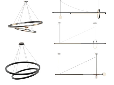 现代钢带套环吊灯