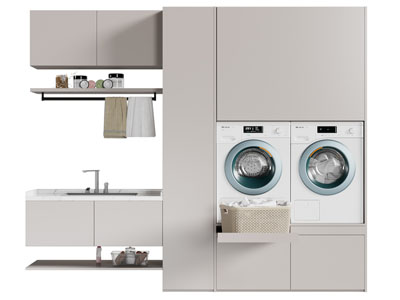 现代阳台洗衣机 烘干机收纳柜3d模型 现代阳台洗衣机 烘干机收纳柜