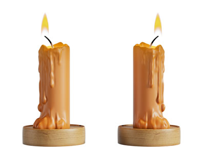 现代燃烧一半的蜡烛