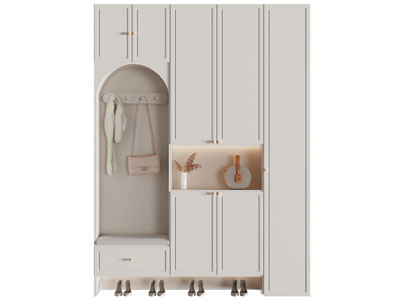 法式奶油风玄关鞋柜3d模型 法式奶油风玄关鞋柜