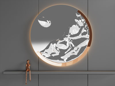新中式装饰山脉圆形壁灯
